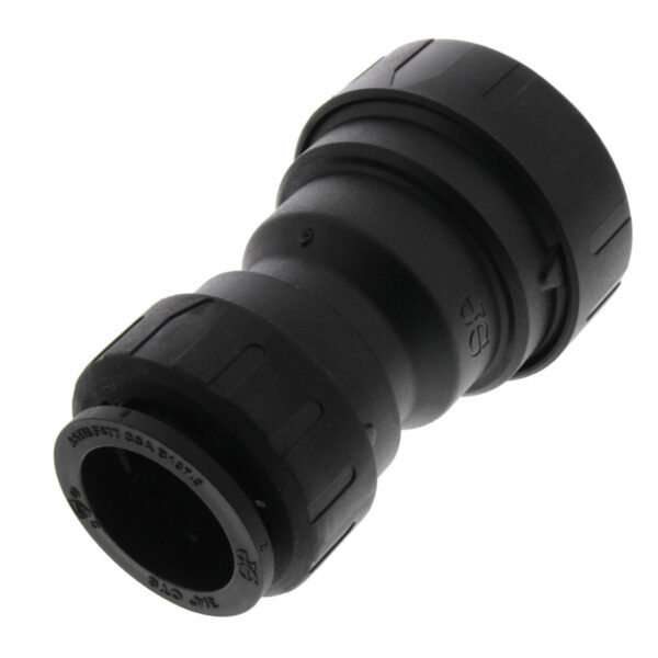 John Guest 1" x 3/4" CTS (OD) Reducing Union Connector (Black Polypropylene)