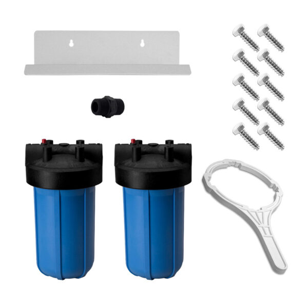 Dual Full Flow/BB Sediment Filter Housing Kit (10" x 4-1/2" Blue)