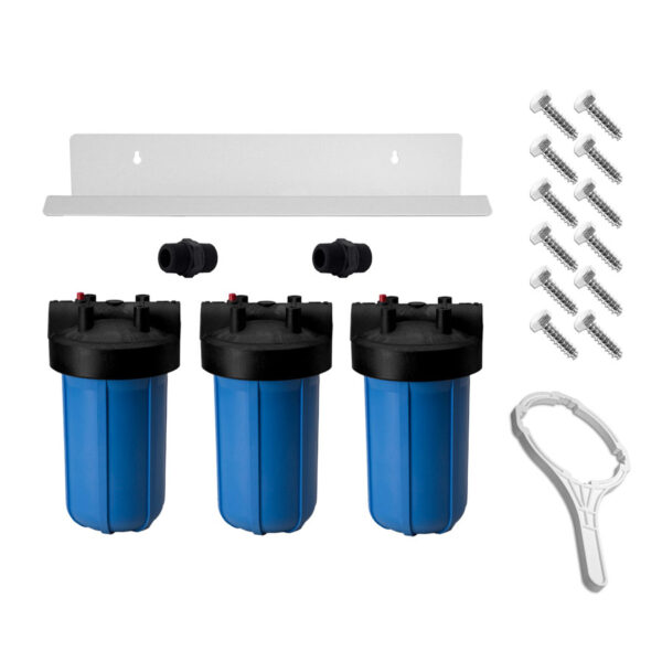 Triple Full Flow/BB Sediment Filter Housing Kit (10" x 4-1/2" Blue)