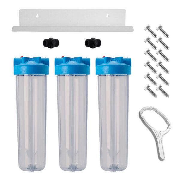 Clear Sediment Filter Housing Kit, Triple 20" x 4-1/2" Full Flow/BB